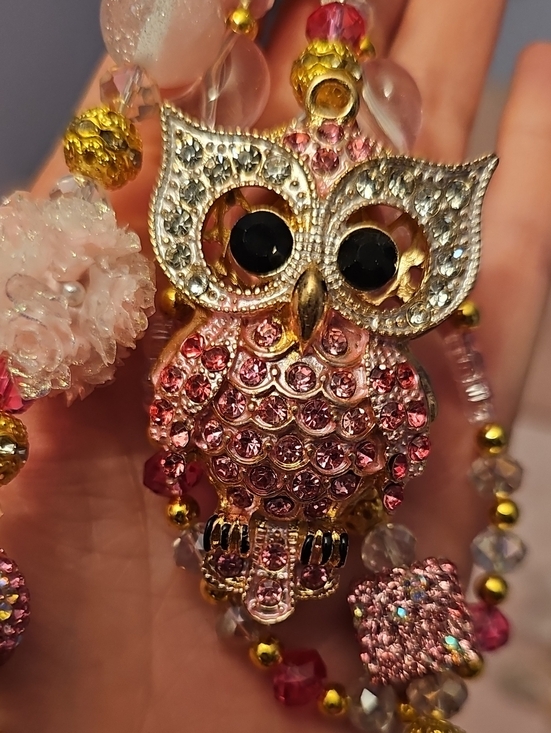 Accessories - Pink Crystal Owl Purse Charm